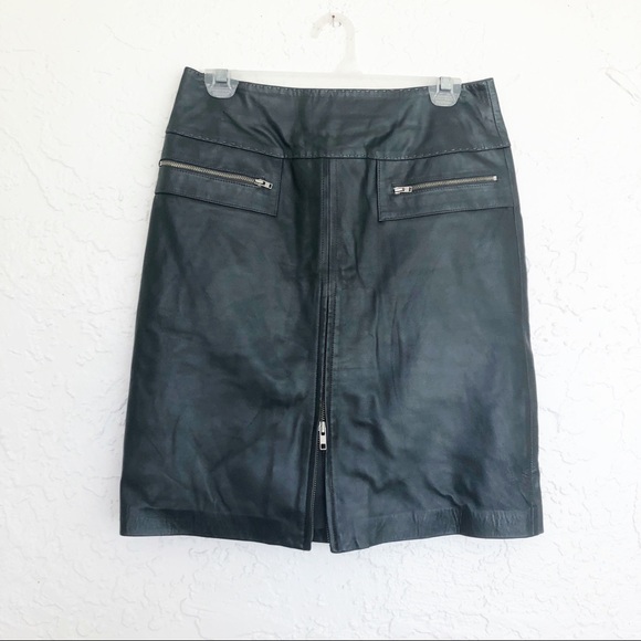 Cache Dresses & Skirts - Cache Genuine Leather Black Zip Pocket Mini Skirt Size 4